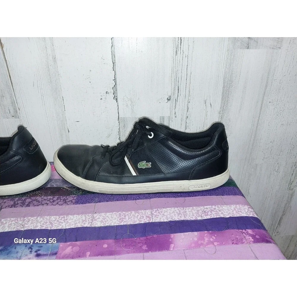 Lacoste Novas Ct Mens Sz 13 Black Leather Sneaker Shoes Low Top Lace Up